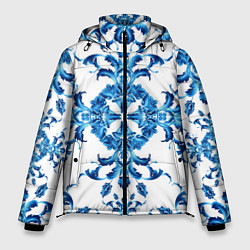 Куртка зимняя мужская Гжель синий узор, цвет: 3D-светло-серый