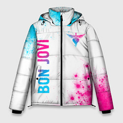 Мужская зимняя куртка Bon Jovi neon gradient style: надпись, символ