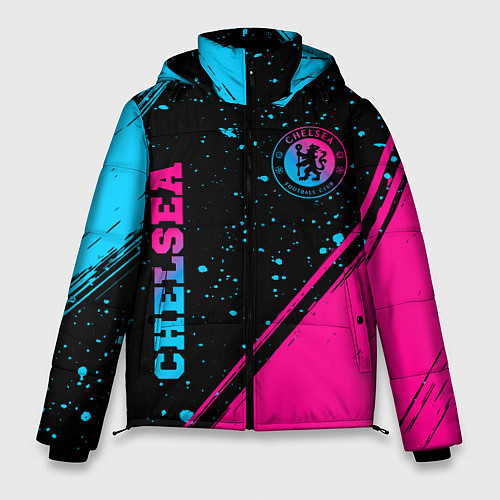 Мужская зимняя куртка Chelsea - neon gradient: надпись, символ / 3D-Черный – фото 1