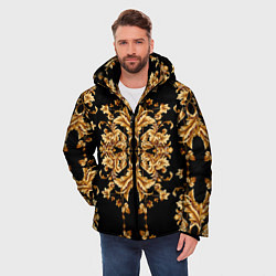 Куртка зимняя мужская Золотая гжель модные цветы, цвет: 3D-черный — фото 2