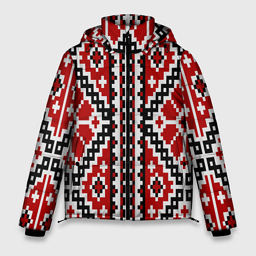 Мужская зимняя куртка Вышивка геометрический узор крест / 3D-Черный – фото 1