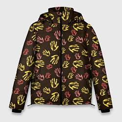 Куртка зимняя мужская Отпечатки рук разноцветные, цвет: 3D-красный