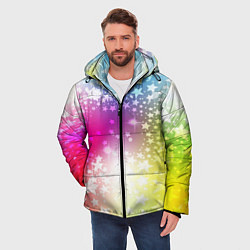 Куртка зимняя мужская Звезды на радужном фоне, цвет: 3D-красный — фото 2