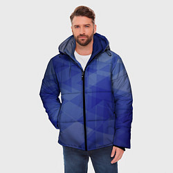 Куртка зимняя мужская Абстрактные синие прямоугольные фигуры, цвет: 3D-красный — фото 2