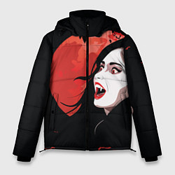 Куртка зимняя мужская Вампирша на фоне красной луны, цвет: 3D-красный