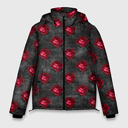 Куртка зимняя мужская Красные бутоны цветов, цвет: 3D-красный