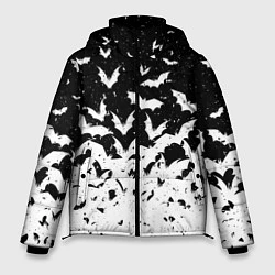 Куртка зимняя мужская Black and white bat pattern, цвет: 3D-светло-серый