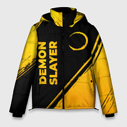 Мужская зимняя куртка Demon Slayer - gold gradient: надпись, символ
