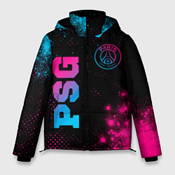 Мужская зимняя куртка PSG - neon gradient: надпись, символ