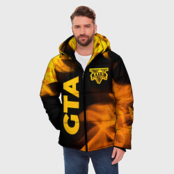Куртка зимняя мужская GTA - gold gradient: надпись, символ, цвет: 3D-черный — фото 2