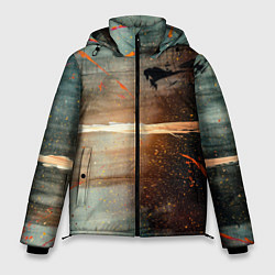 Куртка зимняя мужская Светло-синий абстрактный фон и брызки красок, цвет: 3D-светло-серый