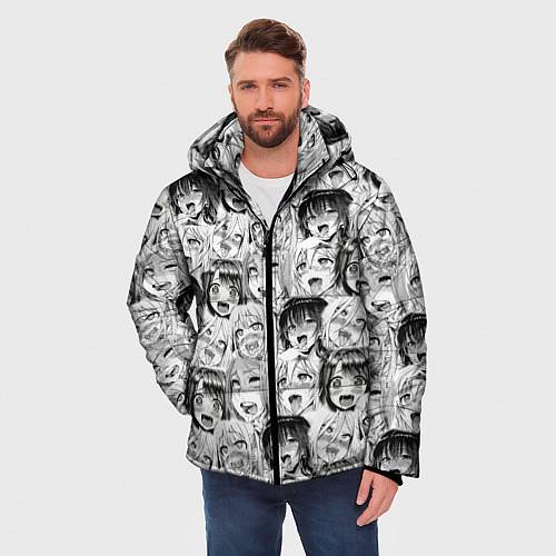Мужская зимняя куртка Разные девушки Ахегао / 3D-Светло-серый – фото 3