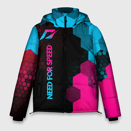 Мужская зимняя куртка Need for Speed - neon gradient: по-вертикали / 3D-Черный – фото 1