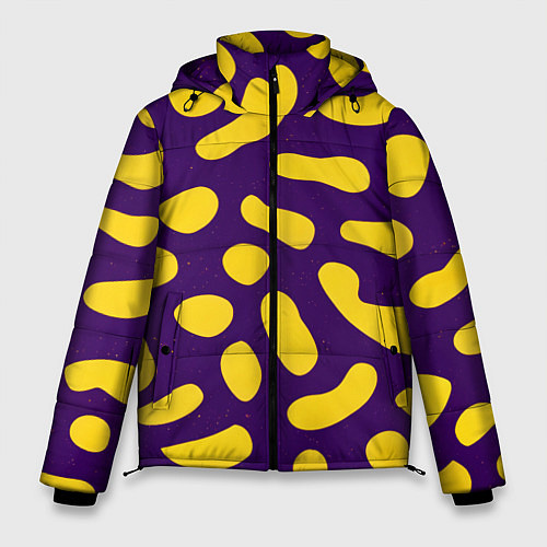 Мужская зимняя куртка Желтые пятна на фиолетовом фоне / 3D-Черный – фото 1