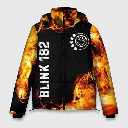 Мужская зимняя куртка Blink 182 и пылающий огонь / 3D-Черный – фото 1