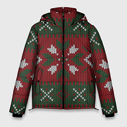 Куртка зимняя мужская Вязаный орнамент, цвет: 3D-красный