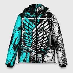 Куртка зимняя мужская Атака титанов гранж, цвет: 3D-черный