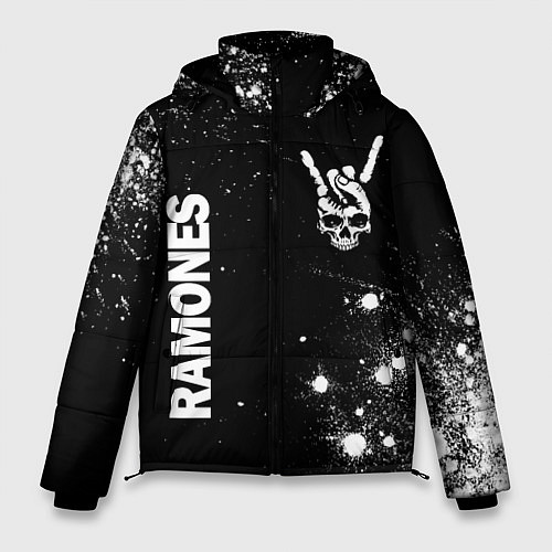 Мужская зимняя куртка Ramones и рок символ на темном фоне / 3D-Черный – фото 1