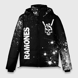 Мужская зимняя куртка Ramones и рок символ на темном фоне