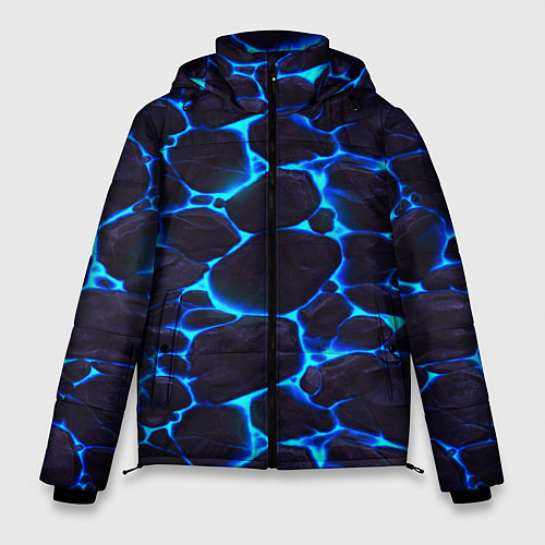 Мужская зимняя куртка Голубое свечение камней / 3D-Черный – фото 1