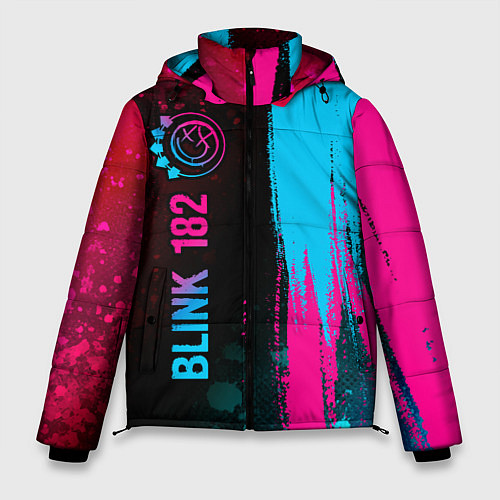 Мужская зимняя куртка Blink 182 - neon gradient: по-вертикали / 3D-Черный – фото 1