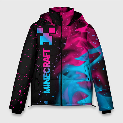 Мужская зимняя куртка Minecraft - neon gradient: по-вертикали / 3D-Черный – фото 1