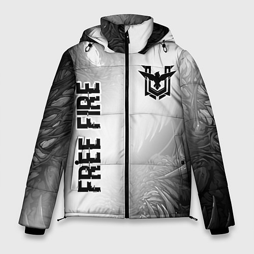 Мужская зимняя куртка Free Fire glitch на светлом фоне: надпись, символ / 3D-Черный – фото 1