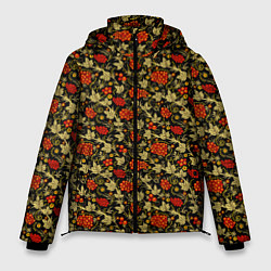 Куртка зимняя мужская Хохлома - красные ягоды, цвет: 3D-красный
