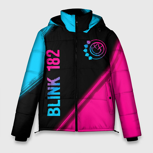 Мужская зимняя куртка Blink 182 - neon gradient: надпись, символ / 3D-Черный – фото 1