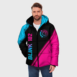 Куртка зимняя мужская Blink 182 - neon gradient: надпись, символ, цвет: 3D-черный — фото 2