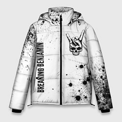 Куртка зимняя мужская Breaking Benjamin и рок символ на светлом фоне, цвет: 3D-черный