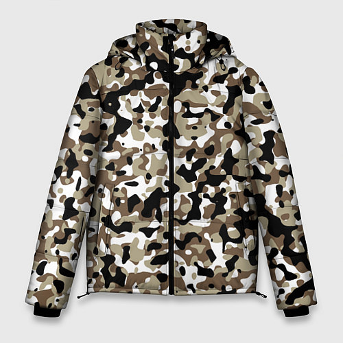 Мужская зимняя куртка Камуфляж зимний лес - мелкий / 3D-Черный – фото 1
