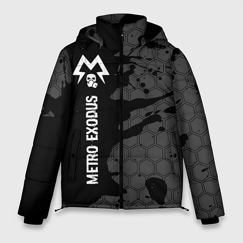 Мужская зимняя куртка Metro Exodus glitch на темном фоне: по-вертикали / 3D-Черный – фото 1