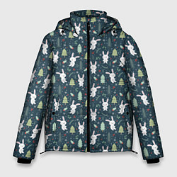 Куртка зимняя мужская Новогодний паттерн, год кролика, цвет: 3D-светло-серый