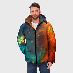 Куртка зимняя мужская Столкновение двух космических галактик, цвет: 3D-красный — фото 2