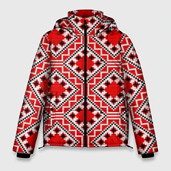 Куртка зимняя мужская Белорусская вышивка - орнамент, цвет: 3D-красный