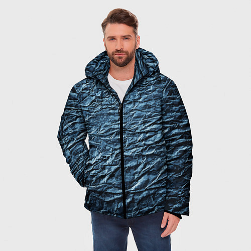 Мужская зимняя куртка Текстура мятой цветной бумаги / 3D-Светло-серый – фото 3