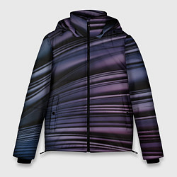 Куртка зимняя мужская Волнообразные фиолетовые паттерны, цвет: 3D-светло-серый
