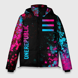 Куртка зимняя мужская OneRepublic - neon gradient: надпись, символ, цвет: 3D-черный