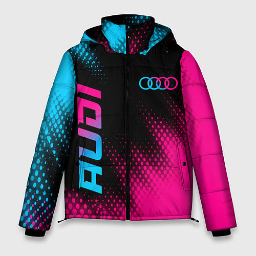 Мужская зимняя куртка Audi - neon gradient: надпись, символ / 3D-Черный – фото 1