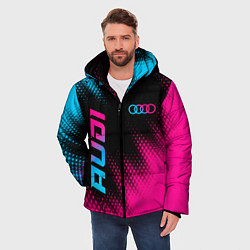 Куртка зимняя мужская Audi - neon gradient: надпись, символ, цвет: 3D-черный — фото 2