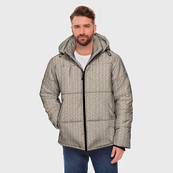 Куртка зимняя мужская Минималистичный вязаный узор, цвет: 3D-светло-серый — фото 2