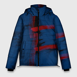 Куртка зимняя мужская Абстрактный сине-красный, цвет: 3D-черный