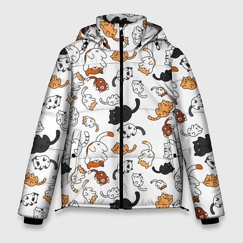 Мужская зимняя куртка Вечеринка кошек / 3D-Светло-серый – фото 1