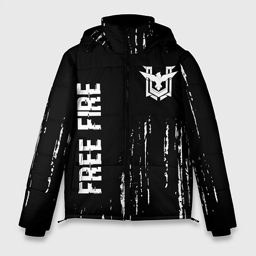 Мужская зимняя куртка Free Fire glitch на темном фоне: надпись, символ / 3D-Черный – фото 1