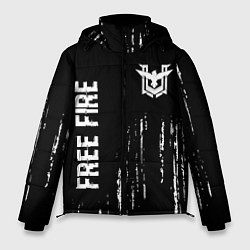 Мужская зимняя куртка Free Fire glitch на темном фоне: надпись, символ
