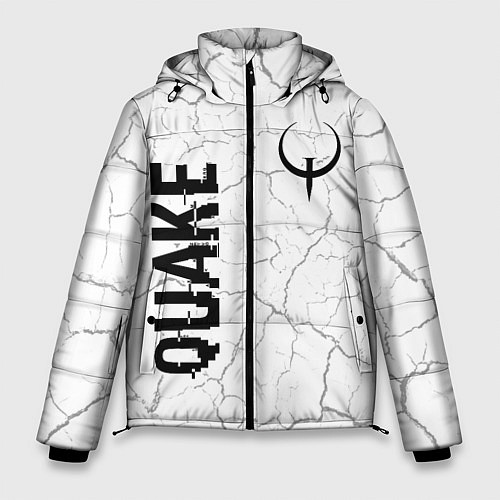 Мужская зимняя куртка Quake glitch на светлом фоне: надпись, символ / 3D-Черный – фото 1