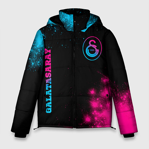 Мужская зимняя куртка Galatasaray - neon gradient: надпись, символ / 3D-Черный – фото 1