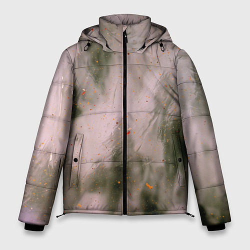 Мужская зимняя куртка Абстрактный туман и следы красок / 3D-Черный – фото 1