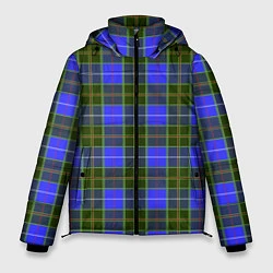 Куртка зимняя мужская Ткань Шотландка сине-зелёная, цвет: 3D-светло-серый